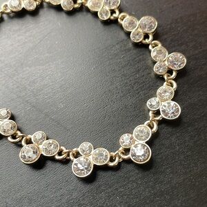 Gold tone clustered rhinestone bracelet adjustable length costume jewelry